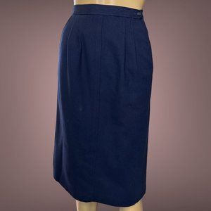 Evan Picone|Womens|Pencil Skirt|Size 4|Navy Blue|Wool|High Rise|Lined|Pockets